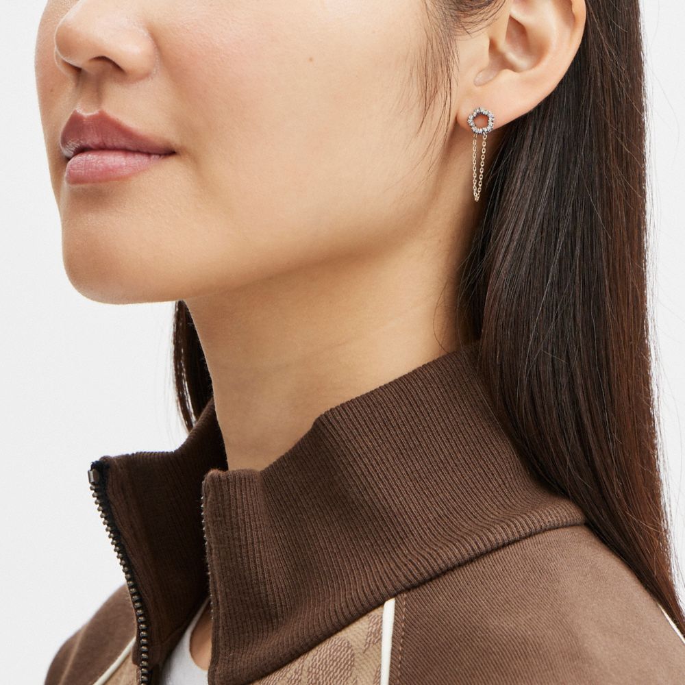 鋪鑲茶香玫瑰鏈條耳環