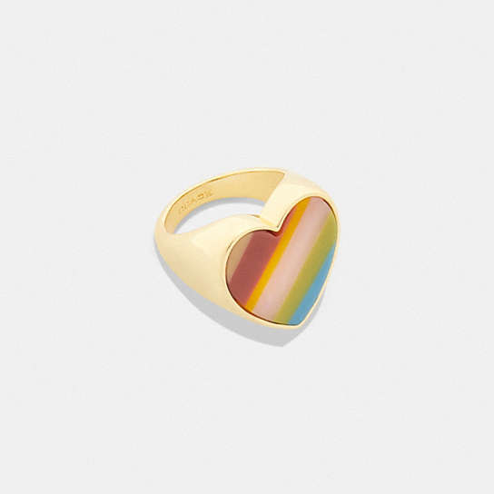 CL331 - Striped Heart Ring Gold/Multi
