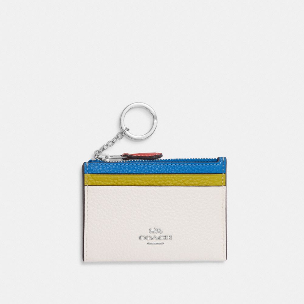 Mini Skinny Id Case In Colorblock - CL334 - Silver/Chalk/Racer Blue Multi