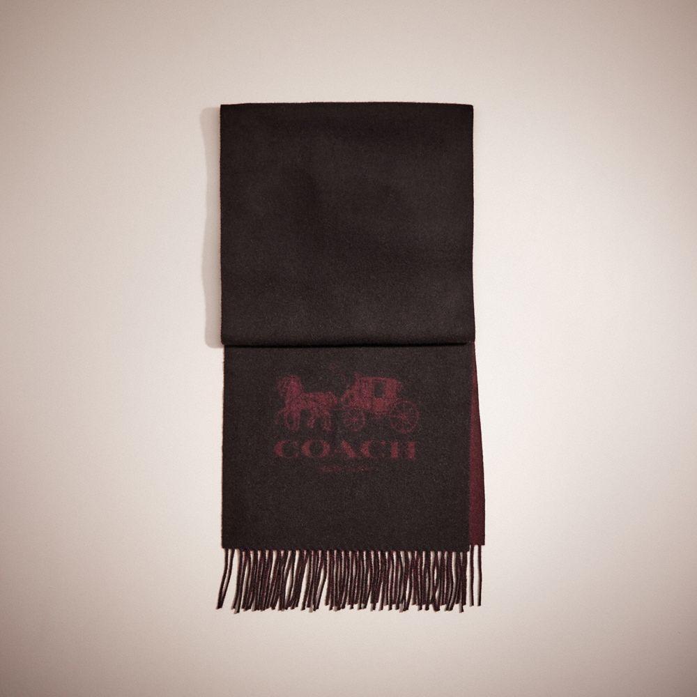 CL383 - Restored Horse And Carriage Cashmere Muffler Wine/Black