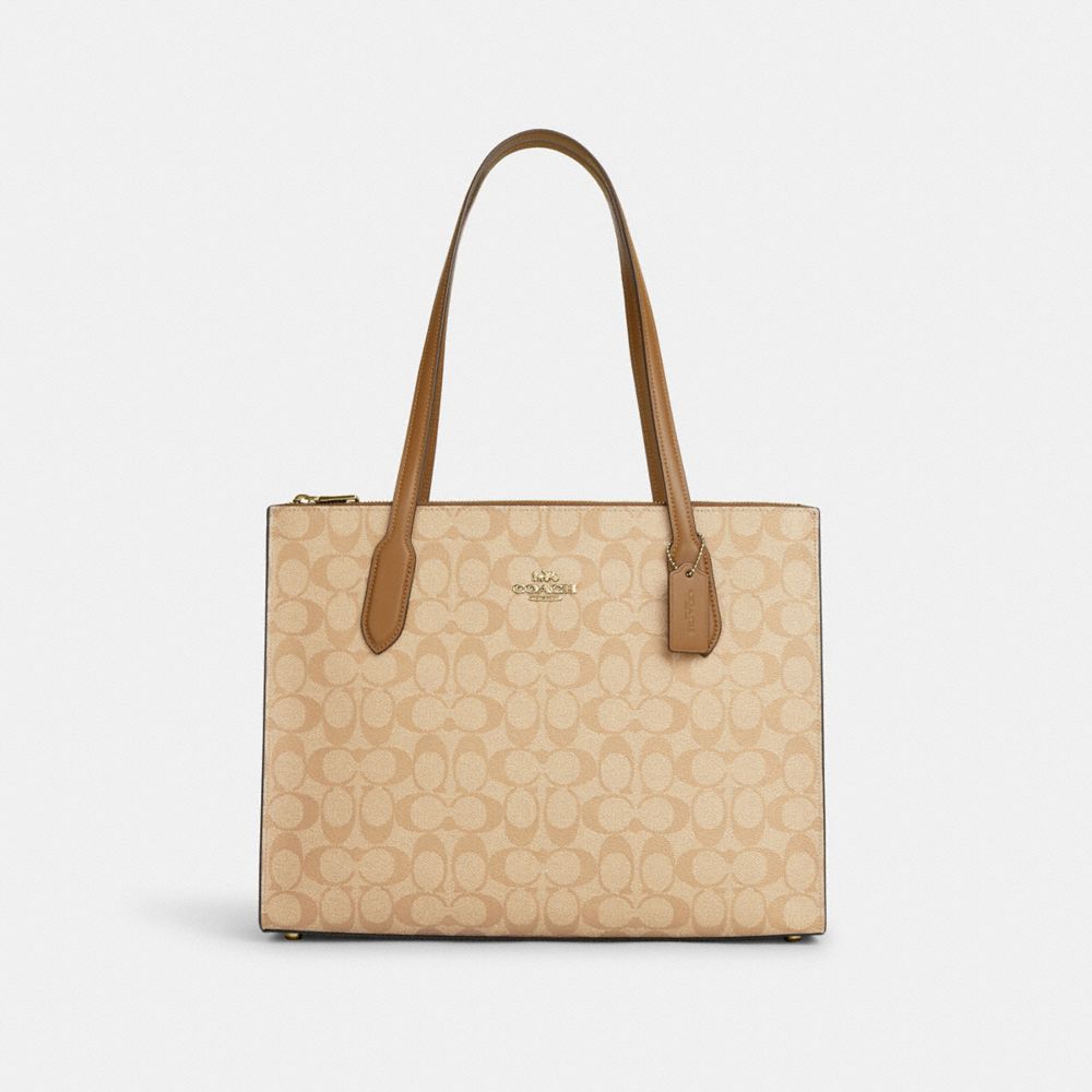 Nina Tote In Signature Canvas - CL399 - Gold/Lt Khaki/Lt Saddle