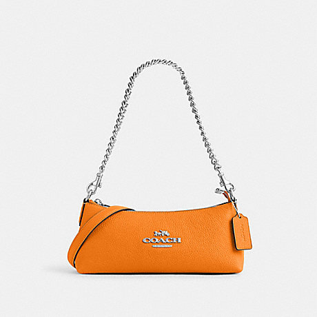 COACH CL407 Charlotte Shoulder Bag Silver/Bright Mandarin