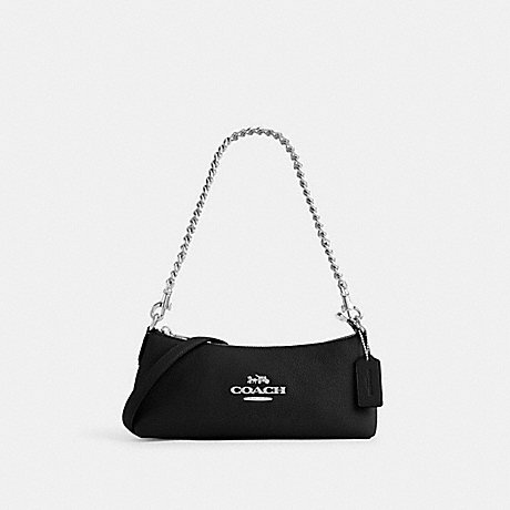 COACH CL407 Charlotte Shoulder Bag Silver/Black