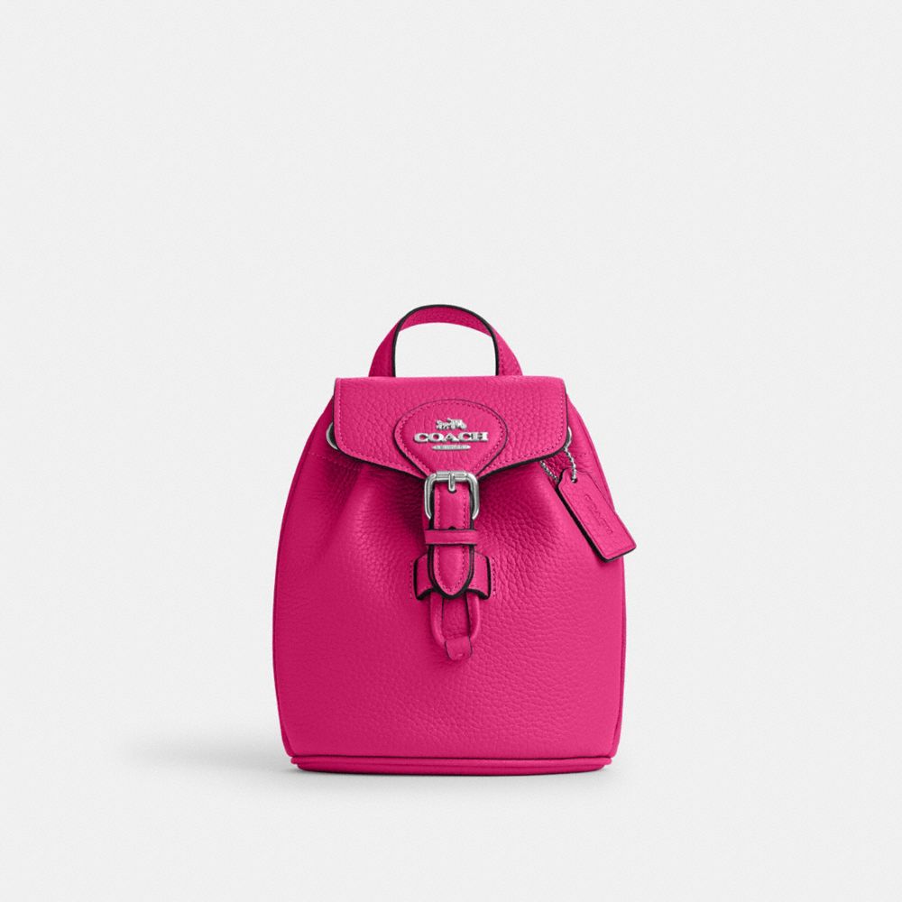 COACH CL408 Amelia Convertible Backpack SILVER/CERISE