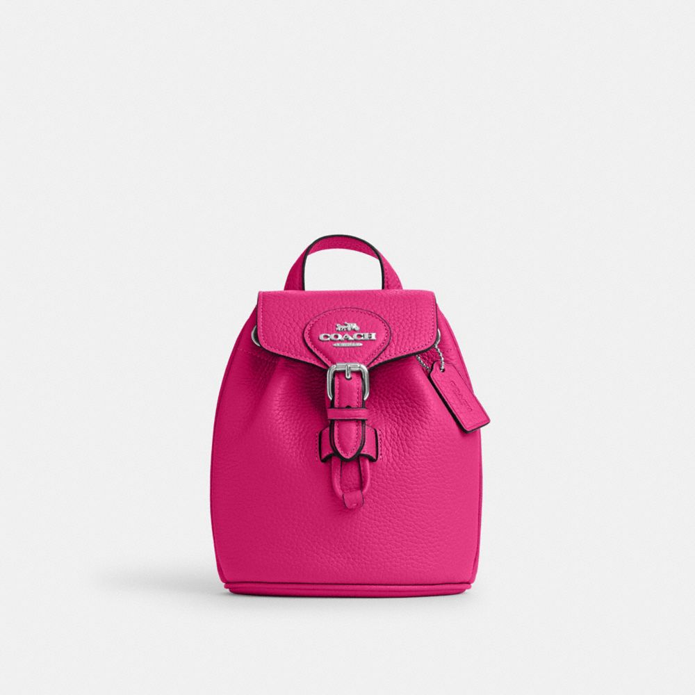 COACH CL408 Amelia Convertible Backpack Silver/Cerise