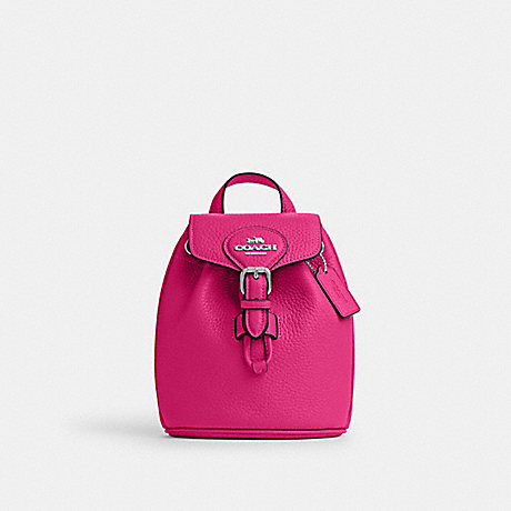 COACH CL408 Amelia Convertible Backpack Silver/Cerise