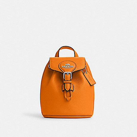 COACH CL408 Amelia Convertible Backpack Silver/Bright Mandarin