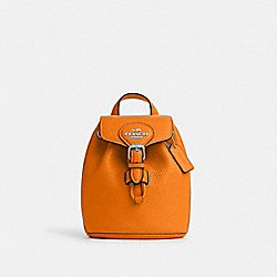 COACH CL408 Amelia Convertible Backpack SILVER/BRIGHT MANDARIN