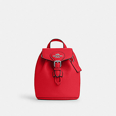 COACH CL408 Amelia Convertible Backpack Silver/Bright-Poppy