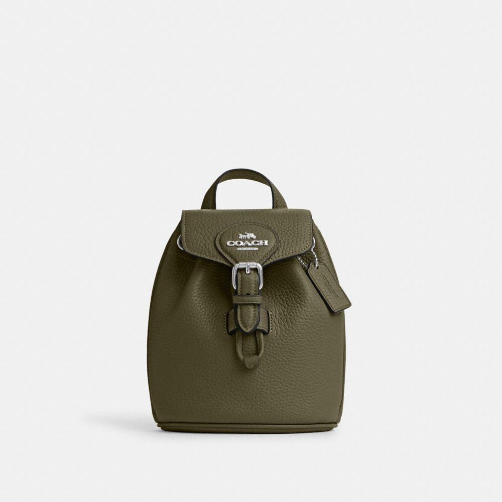 COACH CL408 Amelia Convertible Backpack SILVER/OLIVE DRAB
