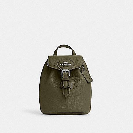 COACH CL408 Amelia Convertible Backpack Silver/Olive Drab