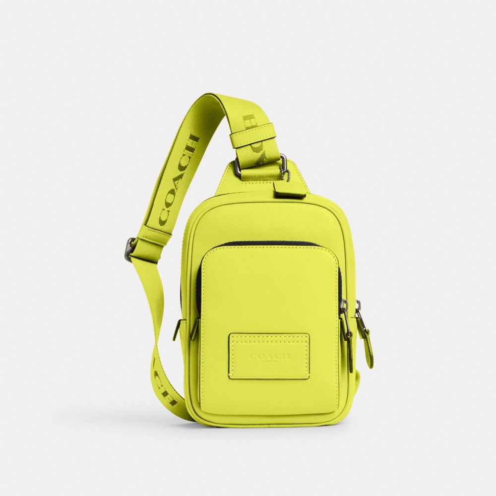 COACH CL410 Track Pack 14 GUNMETAL/BRIGHT YELLOW