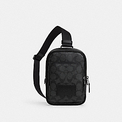 COACH CL412 Track Pack 14 In Signature Canvas GUNMETAL/CHARCOAL/BLACK