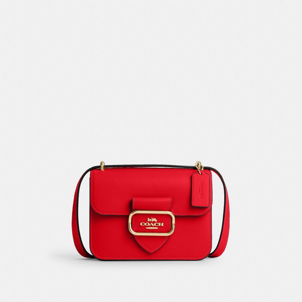 COACH CL416 Morgan Square Crossbody GOLD/ELECTRIC RED