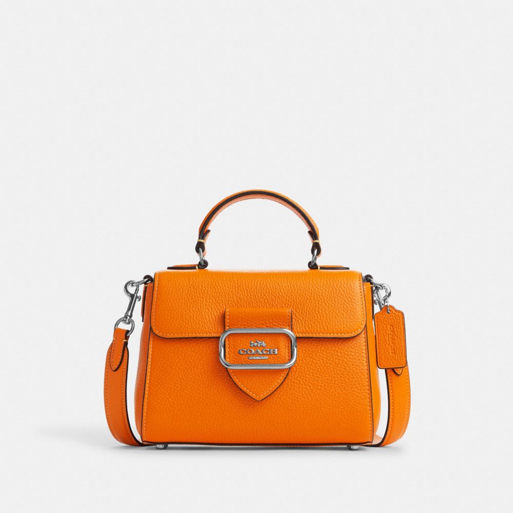 COACH CL418 Morgan Top Handle Satchel SILVER/BRIGHT MANDARIN