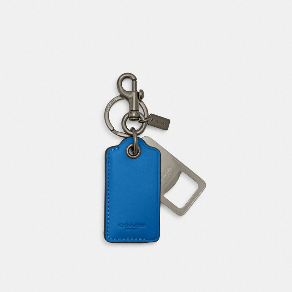 Bottle Opener Key Fob - CL419 - Gunmetal/Bright Blue