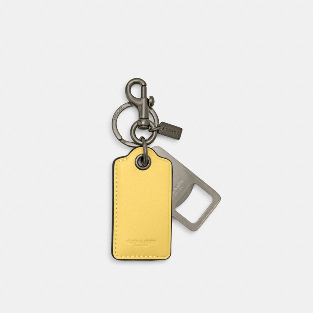 Bottle Opener Key Fob - CL419 - Gunmetal/Retro Yellow