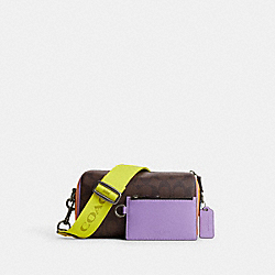 COACH CL425 Axel Crossbody In Colorblock Signature Canvas GUNMETAL/MAHOGANY MULTI