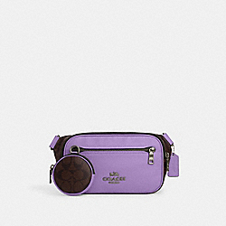 COACH CL427 Elias Belt Bag In Colorblock Signature Canvas QB/MAHOGANY/IRIS