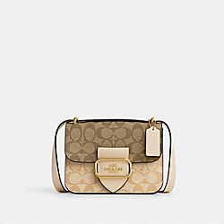 Morgan Square Crossbody In Blocked Signature Canvas - CL429 - Gold/Light Khaki Multi