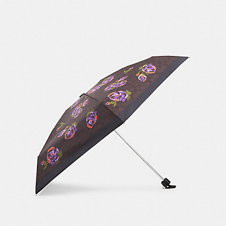 COACH CL455 Mini Umbrella In Signature Rose Print Sv/Brown/Iris-Multi