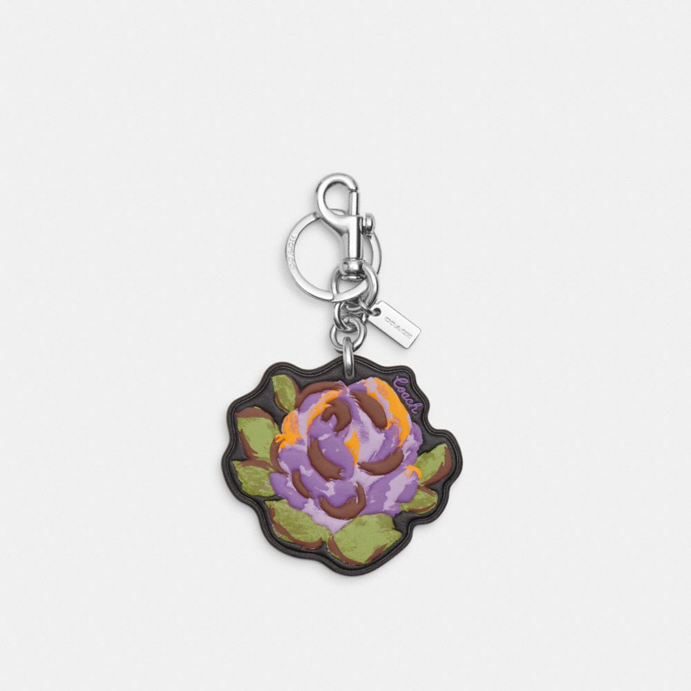 Rose Bag Charm - CL457 - Sv/Brown/Iris Multi