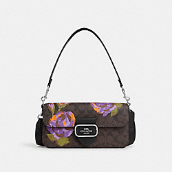 COACH CL459 Morgan Shoulder Bag In Signature Canvas With Rose Print SV/BROWN/IRIS MULTI