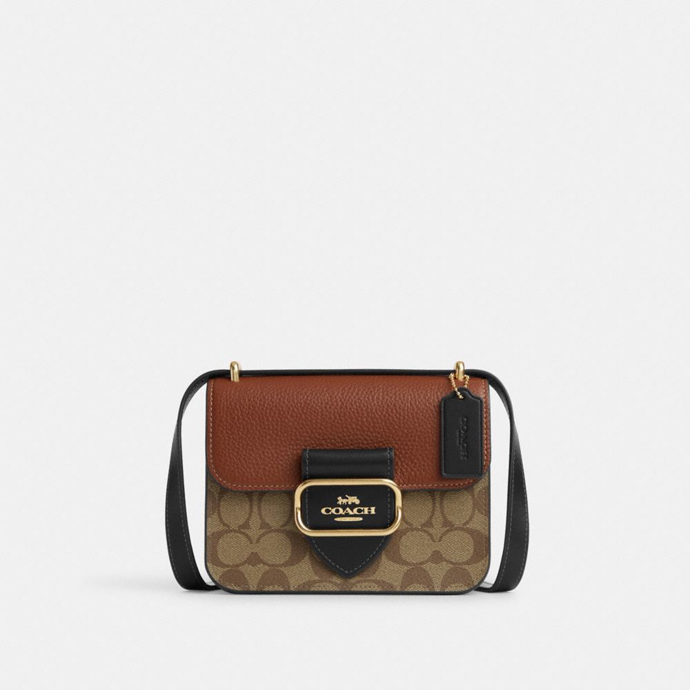 Morgan Square Crossbody In Colorblock Signature Canvas - CL462 - Gold/Khaki Multi