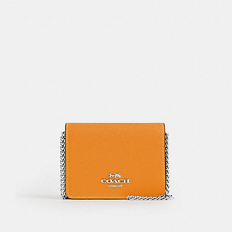 COACH CL464 Mini Wallet On A Chain In Colorblock Sv/Bright Yellow Multi