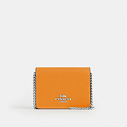COACH CL464 Mini Wallet On A Chain In Colorblock SV/BRIGHT YELLOW MULTI