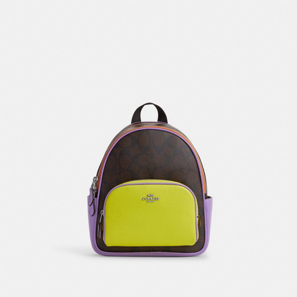 Mini Court Backpack In Colorblock Signature Canvas - CL470 - Sv/Brown/Iris Multi