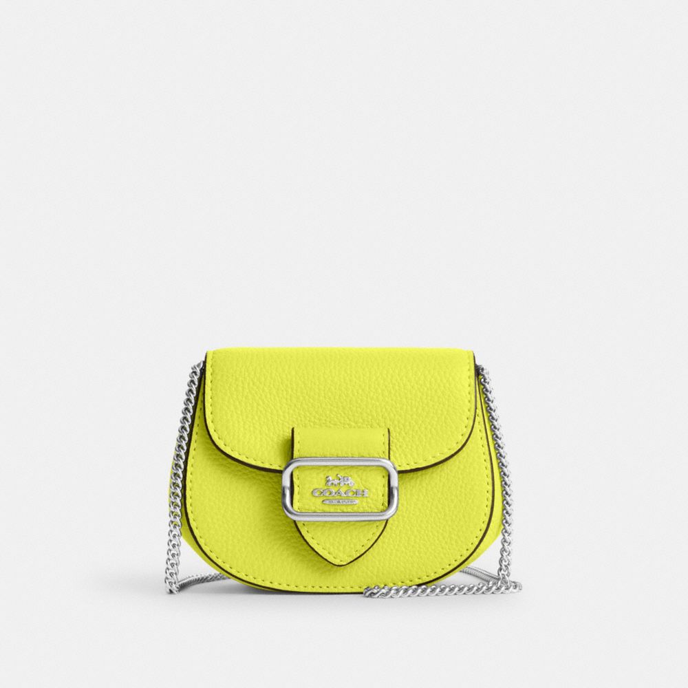 COACH CL477 Morgan Card Case On A Chain Sv/Bright Yellow