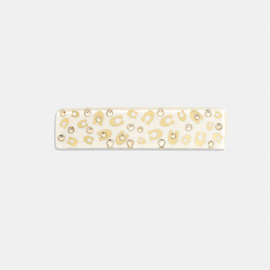 CL588 - Signature Resin Wide Hair Barrette Gold/Chalk