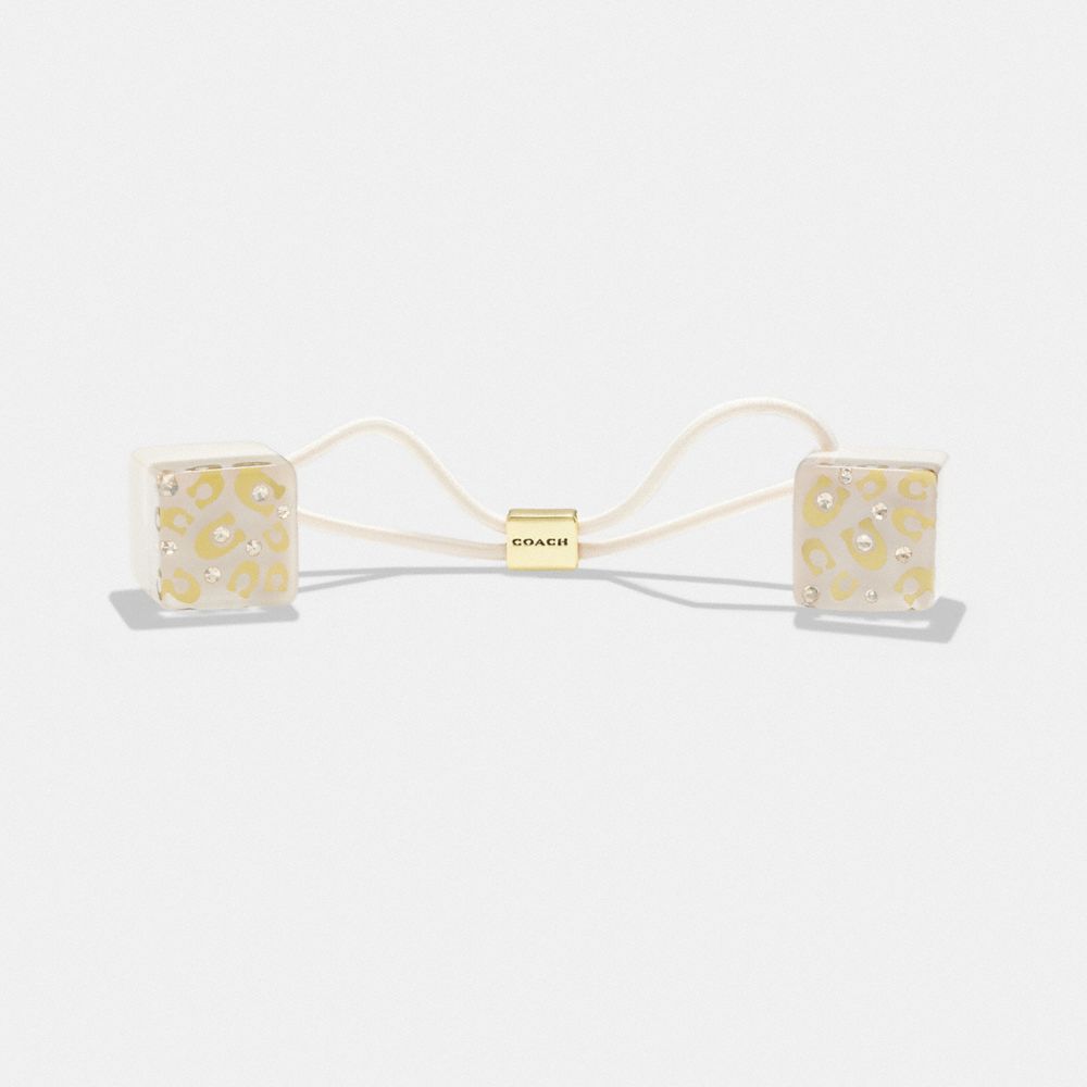 COACH CL590 Signature Resin Dice Hair Ties Gold/Chalk