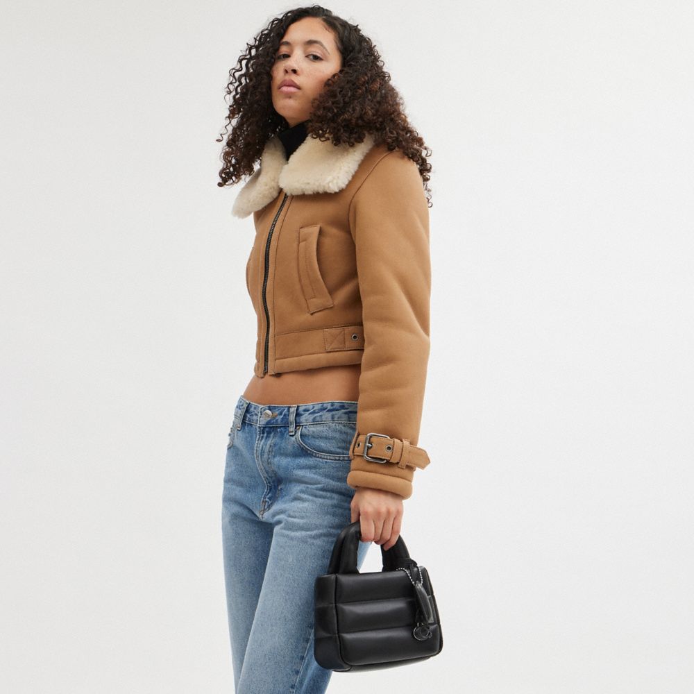 迷你豐盈絎縫托特手袋