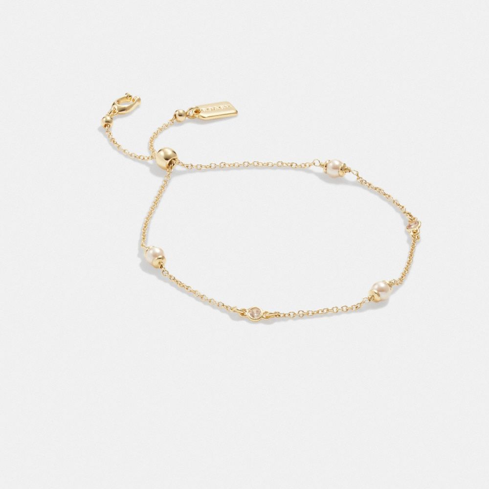 COACH CL598 Classic Pearl Slider Bracelet Gold/Pink