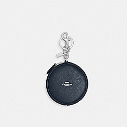 Circular Coin Pouch Bag Charm - CL603 - Silver/Denim