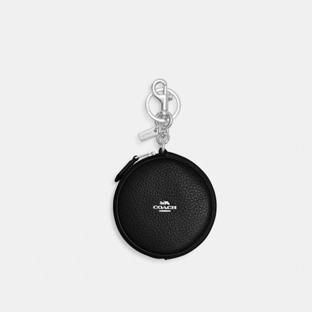 Circular Coin Pouch Bag Charm - CL603 - Silver/Black