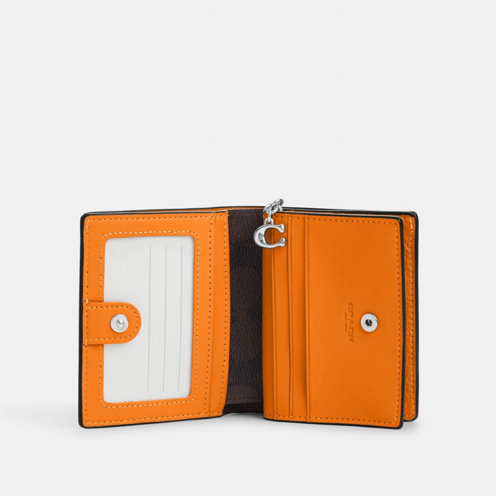 Snap Wallet With Signature Canvas Interior - CL653 - Silver/Bright Mandarin