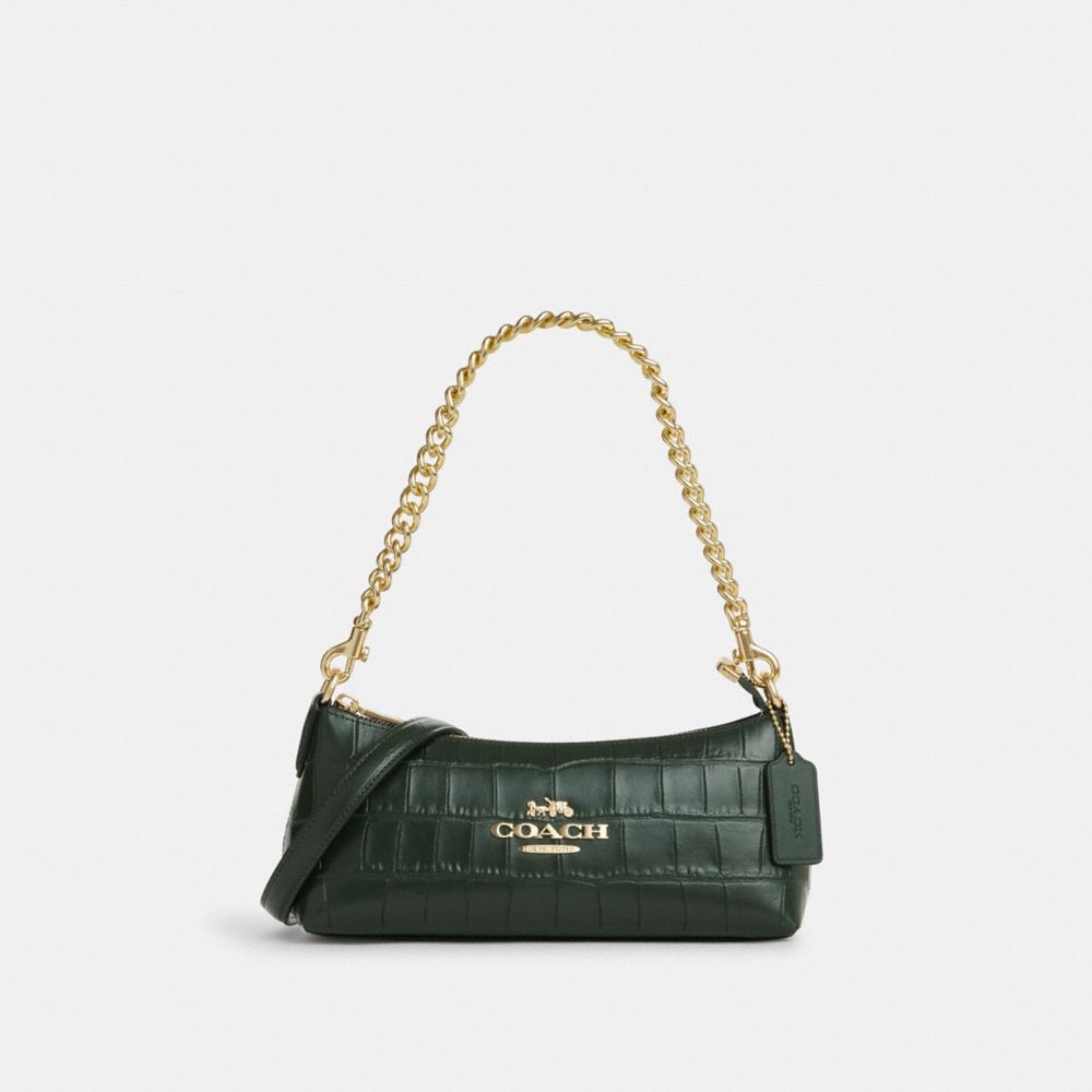 COACH CL656 Charlotte Shoulder Bag GOLD/AMAZON GREEN