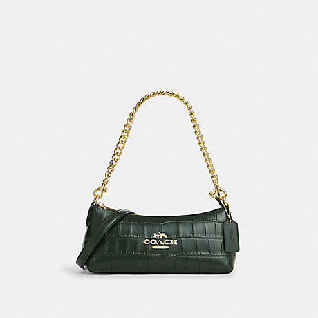 COACH CL656 Charlotte Shoulder Bag Gold/Amazon-Green