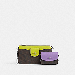 Poppy Crossbody In Colorblock Signature Canvas - CL670 - Sv/Brown/Iris Multi