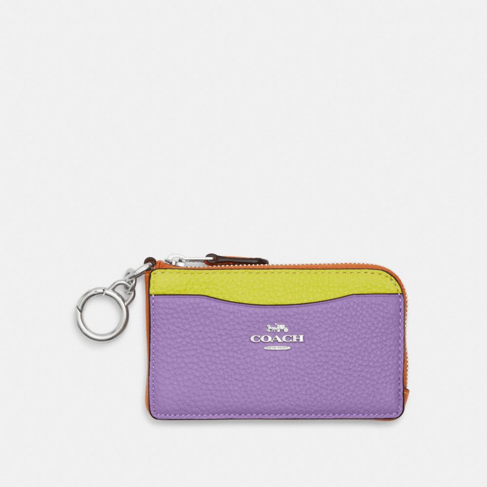 COACH CL680 Multifunction Card Case In Colorblock SV/IRIS MULTI