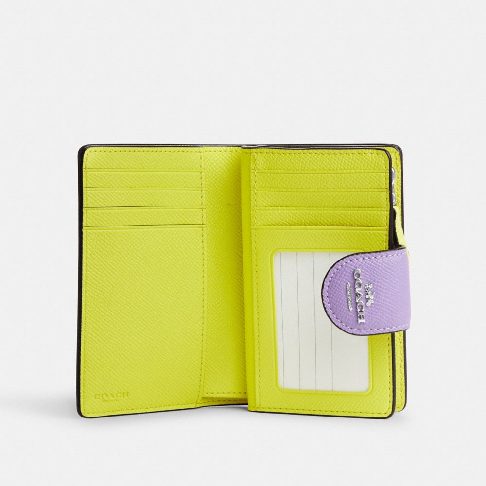 Medium Corner Zip Wallet In Colorblock - CL681 - Sv/Bright Mandarin Multi