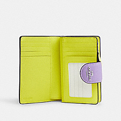 COACH CL681 Medium Corner Zip Wallet In Colorblock SV/BRIGHT MANDARIN MULTI
