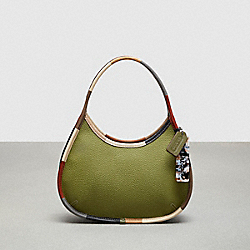 Ergo Bag With Colorful Binding In Upcrafted Leather - CL701 - Olive Green Multi