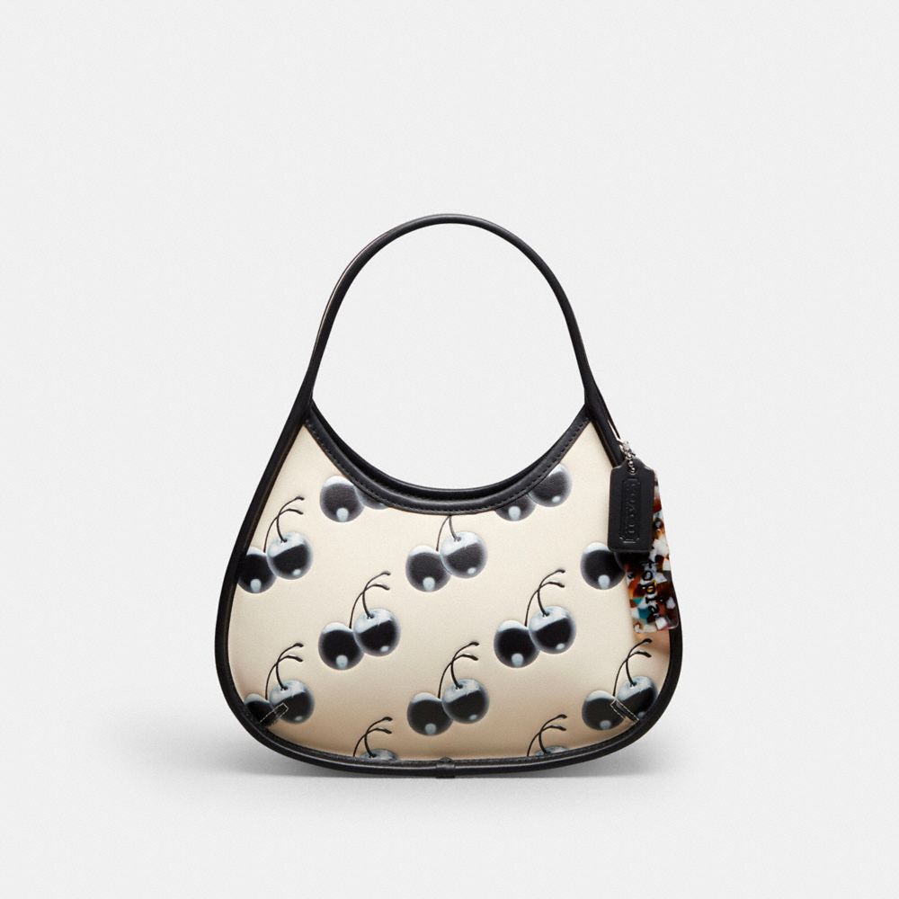 COACH CL754 Ergo Bag With Cherry Print BLACK/CLOUD MULTI