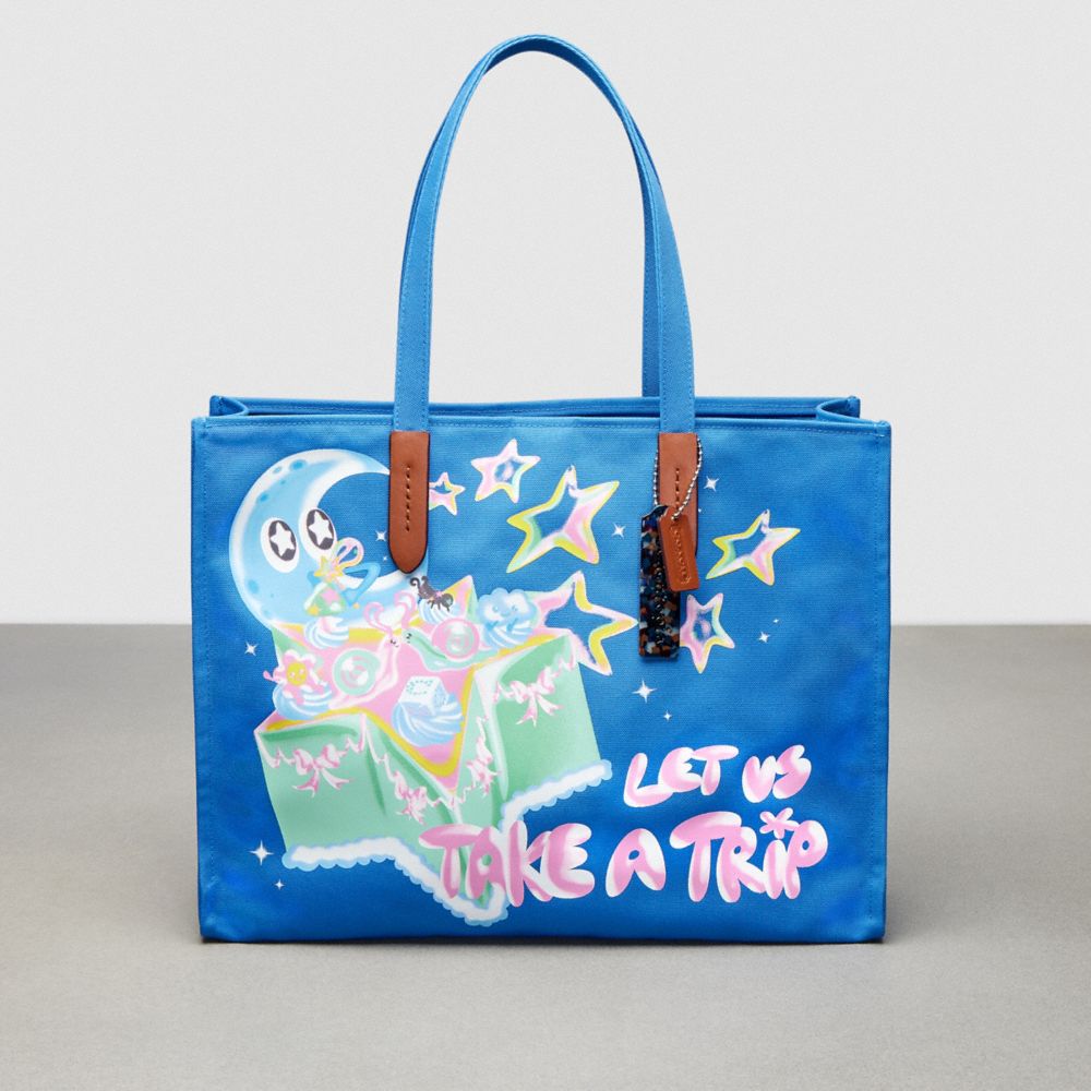 COACH CL764 Tote In 100% Recycled Canvas: Let Us Take A Trip BLUE MULTI