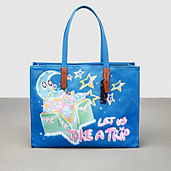 Tote In 100% Recycled Canvas: Let Us Take A Trip - CL764 - Blue Multi