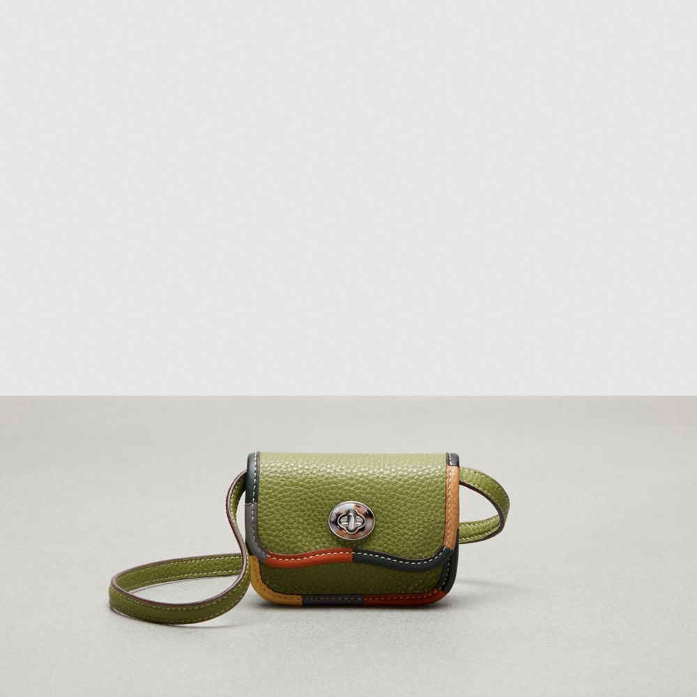 COACH CL765 Wavy Wallet With Colorful Binding In Upcrafted Leather OLIVE GREEN MULTI